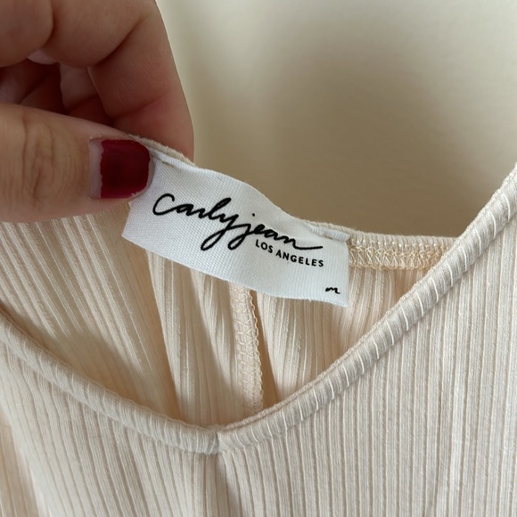 Carly Jean Los Angeles CJ’s Fave Ribbed Spaghetti Dress NWOT cream color. - Picture 3 of 5